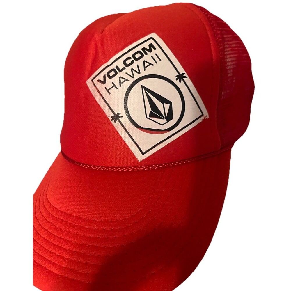 Volcom Hawaii Mesh Snapback Adjustable Mesh Truckers Hat for Skaters Red